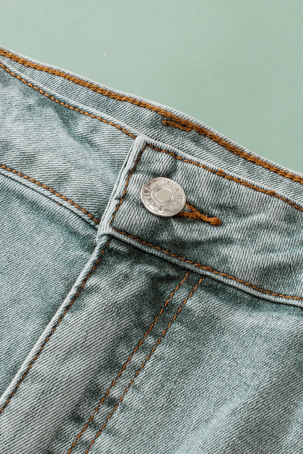 Light Blue Plus Size Distressed Rolled Hem Denim Shorts