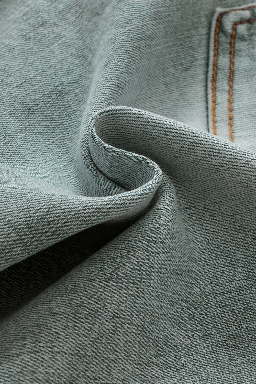 Light Blue Plus Size Distressed Rolled Hem Denim Shorts