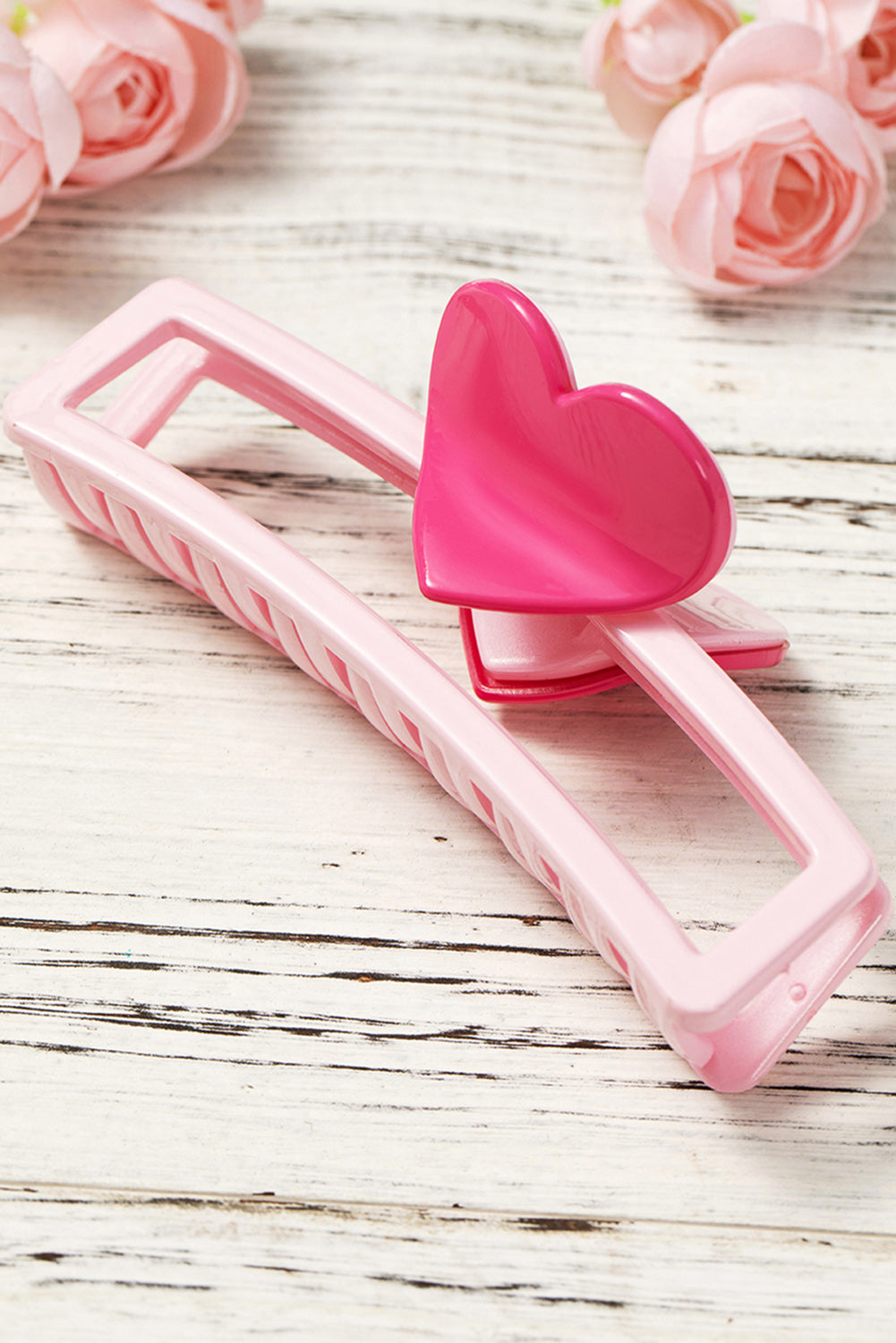 Pink Valentine Heart Design Hair Claw