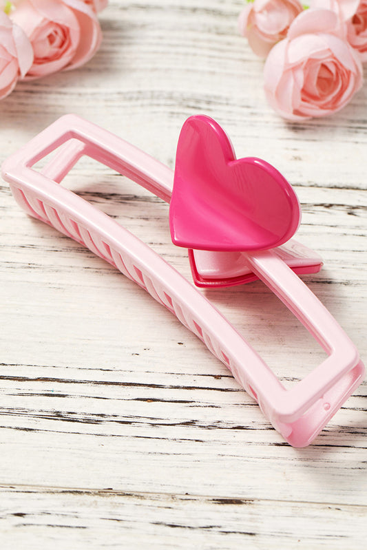 Pink Valentine Heart Design Hair Claw