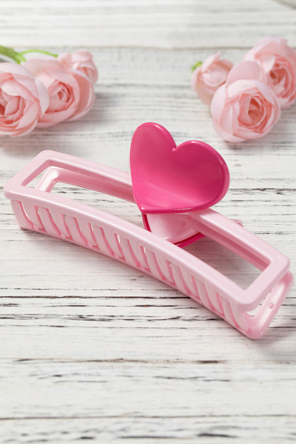 Pink Valentine Heart Design Hair Claw