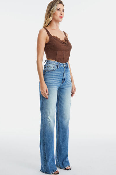 Full Size Ultra High-Waist Gradient Bootcut Jeans