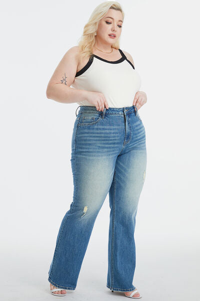 Full Size Ultra High-Waist Gradient Bootcut Jeans