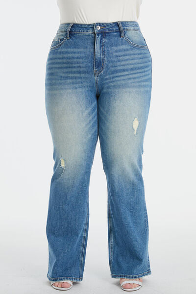 Full Size Ultra High-Waist Gradient Bootcut Jeans