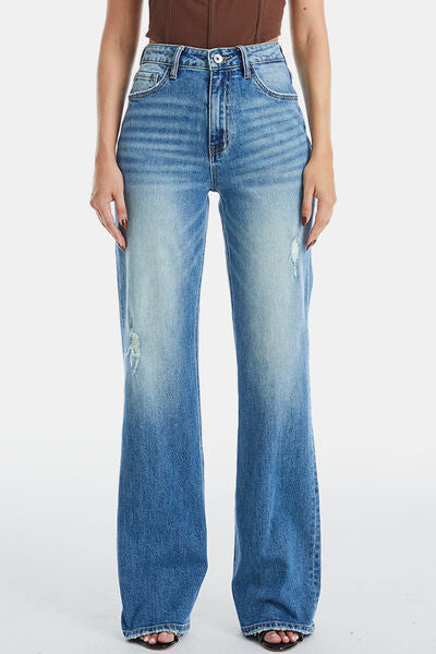 Full Size Ultra High-Waist Gradient Bootcut Jeans