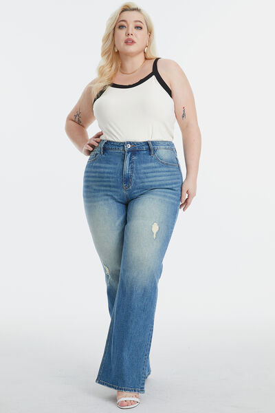 Full Size Ultra High-Waist Gradient Bootcut Jeans