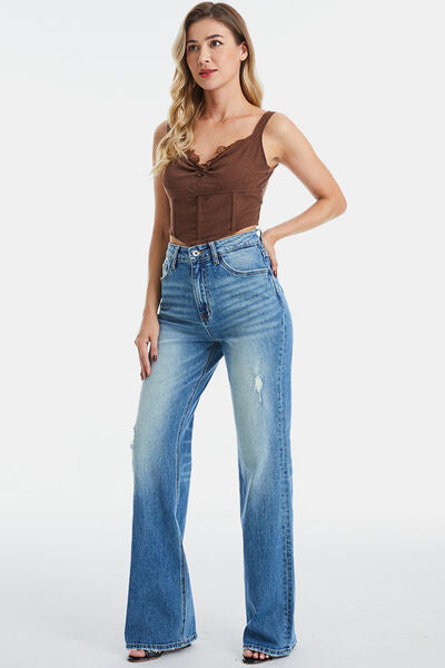 Full Size Ultra High-Waist Gradient Bootcut Jeans